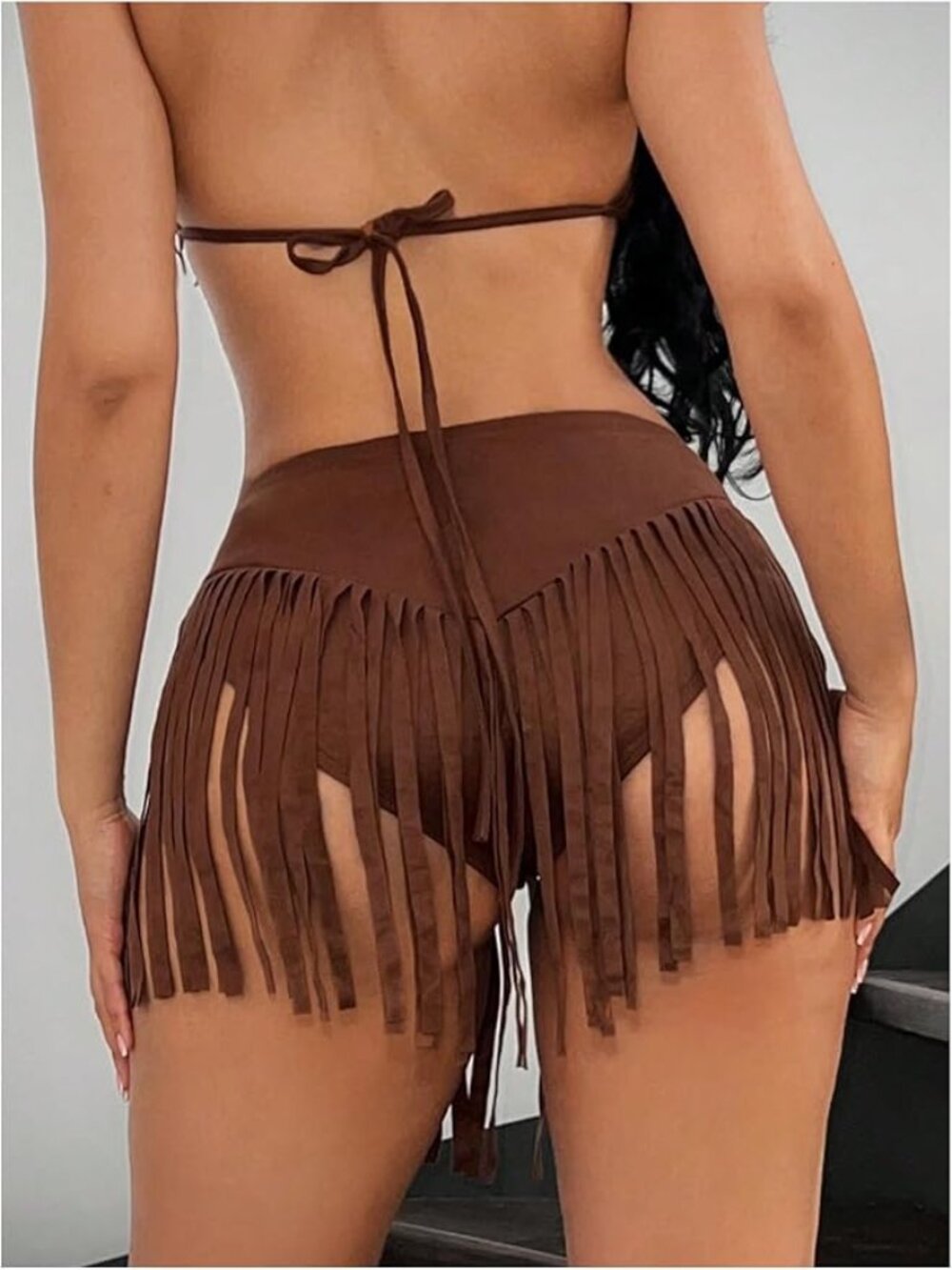 Women's Beaded Fringe Trim Mini Skirt - Picture 2 of 5